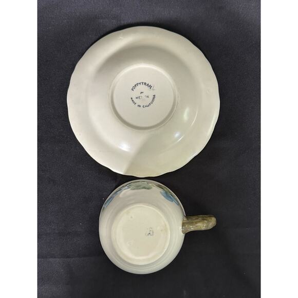 METLOX Poppy Trail Sculptured Blue Grape Vintage Cup and Saucer Set - Picture 5 of 7